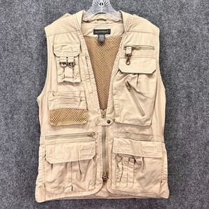 Banana Republic Men's Safari Utility Vest Beige Multi Pocket Mesh Lined Size S